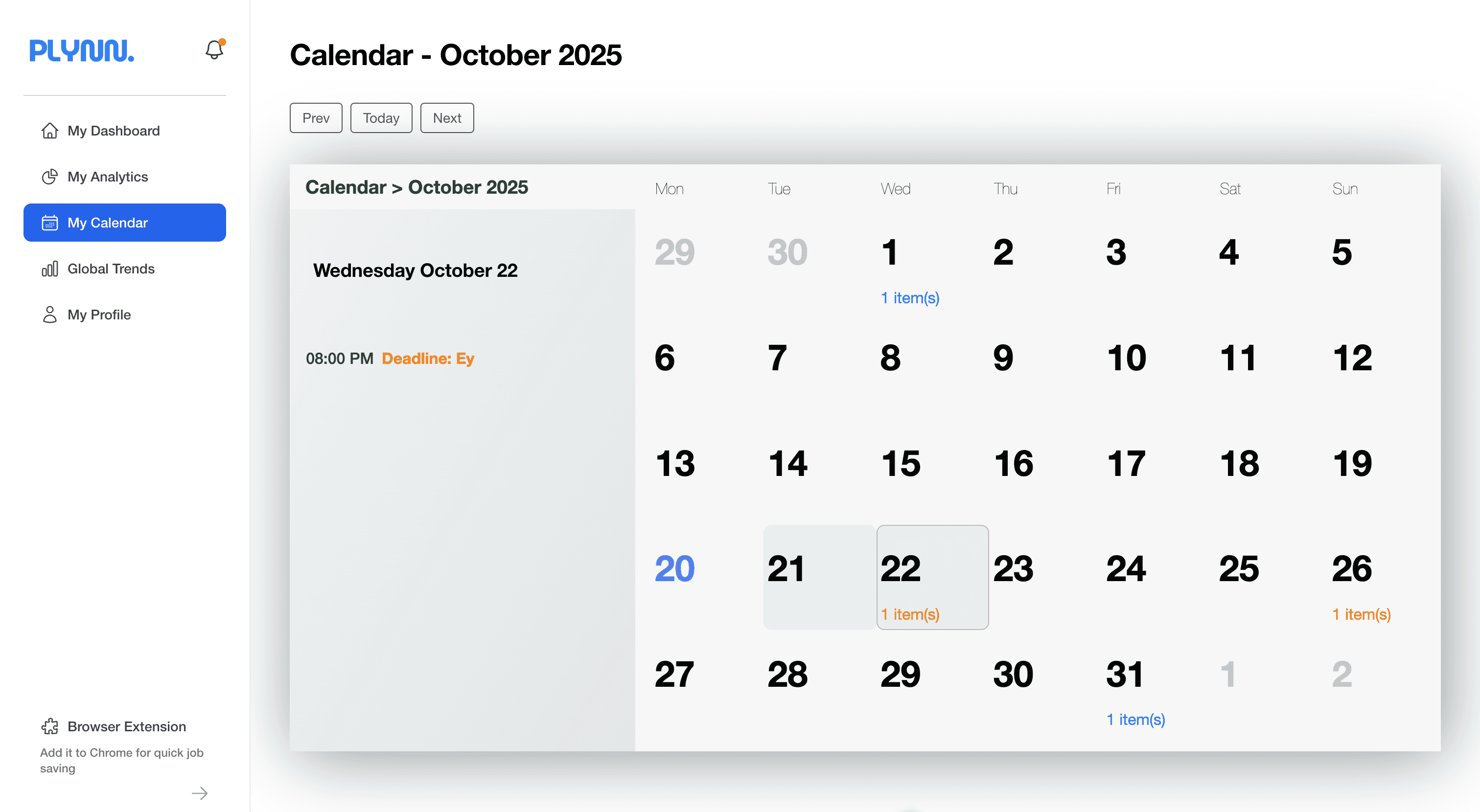 Plynn Calendar Example