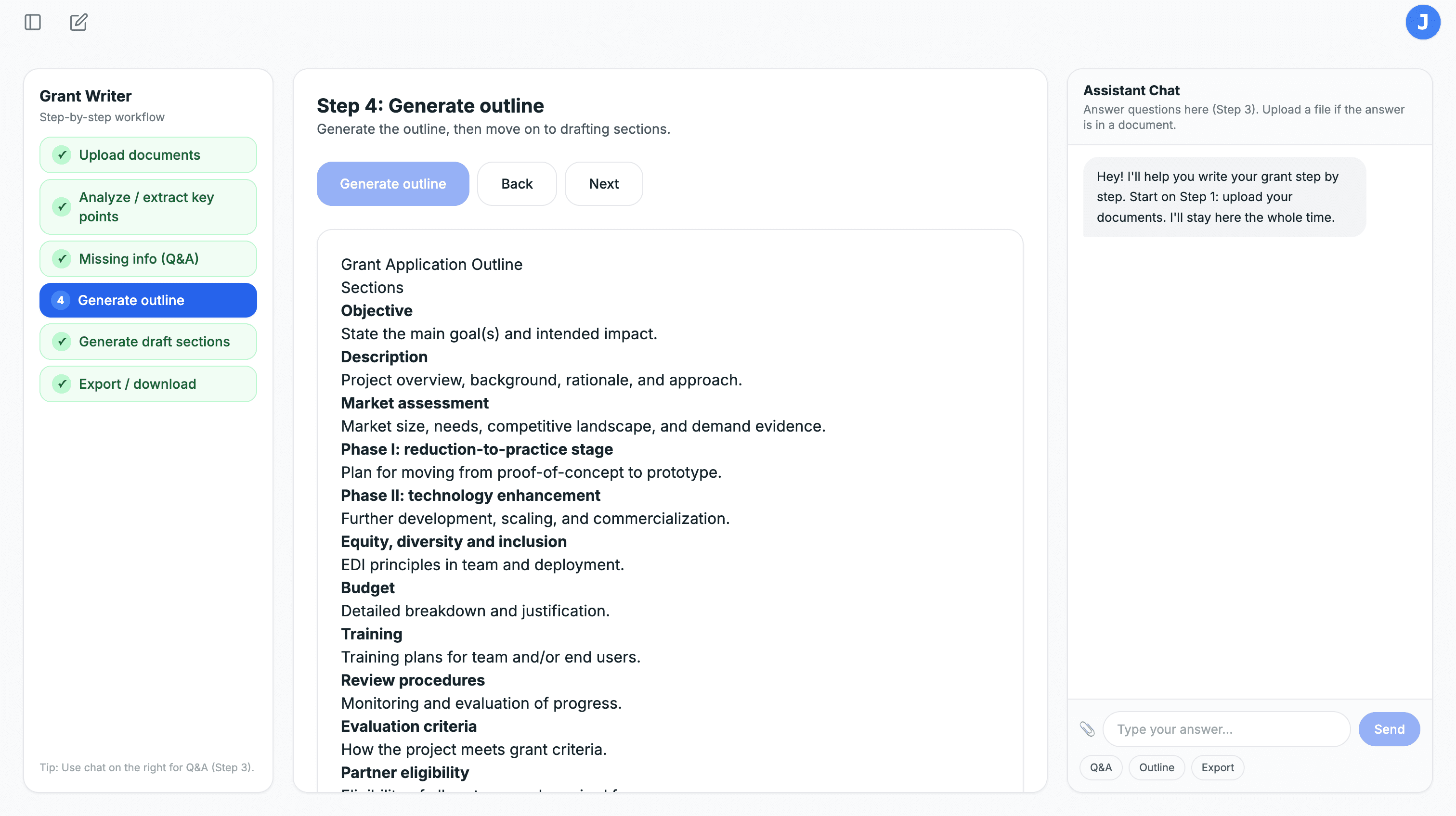 Grant Writer — Step 4: Generate Application Outline