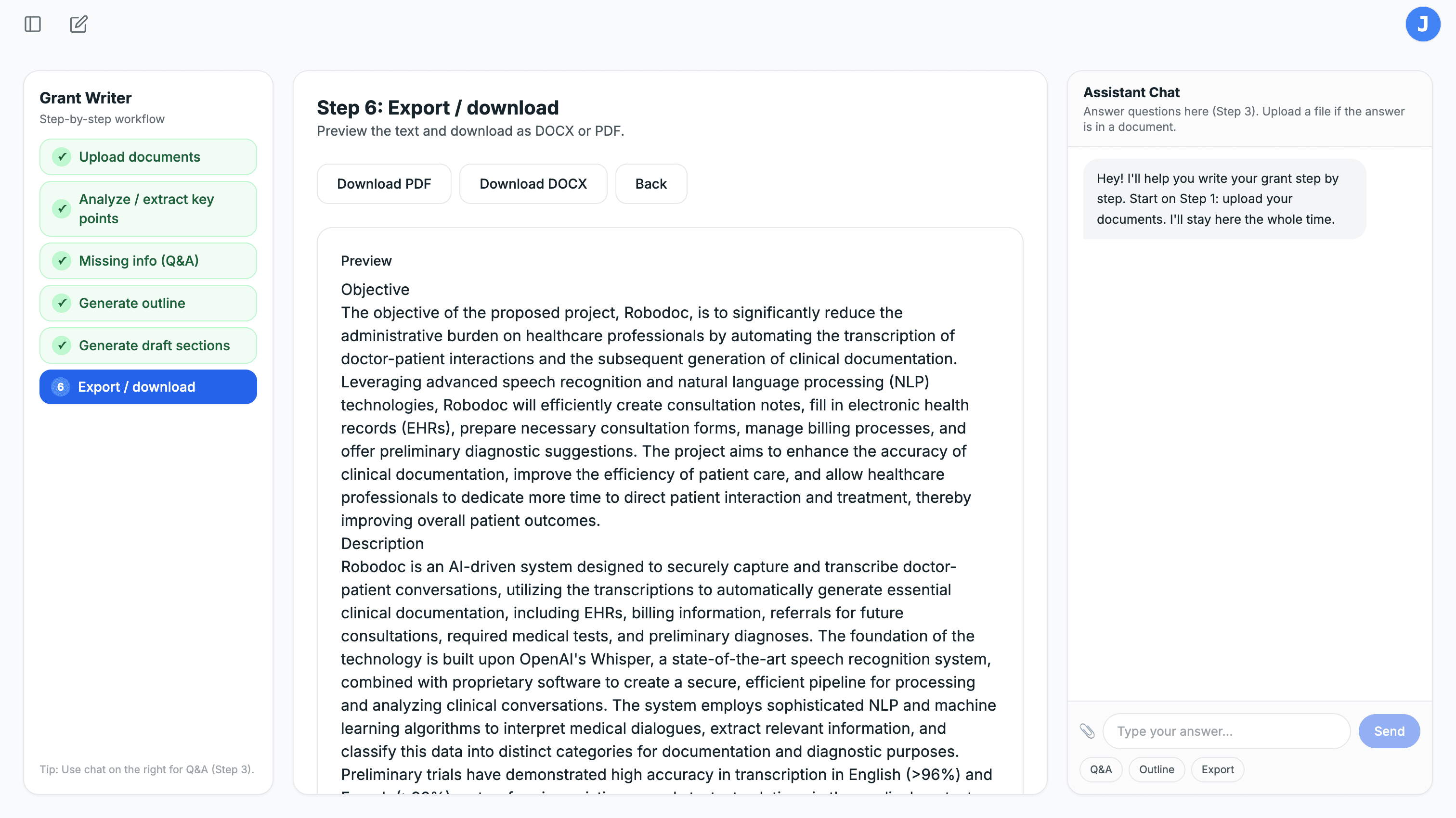 Grant Writer — Step 6: Export Full Narrative Draft
